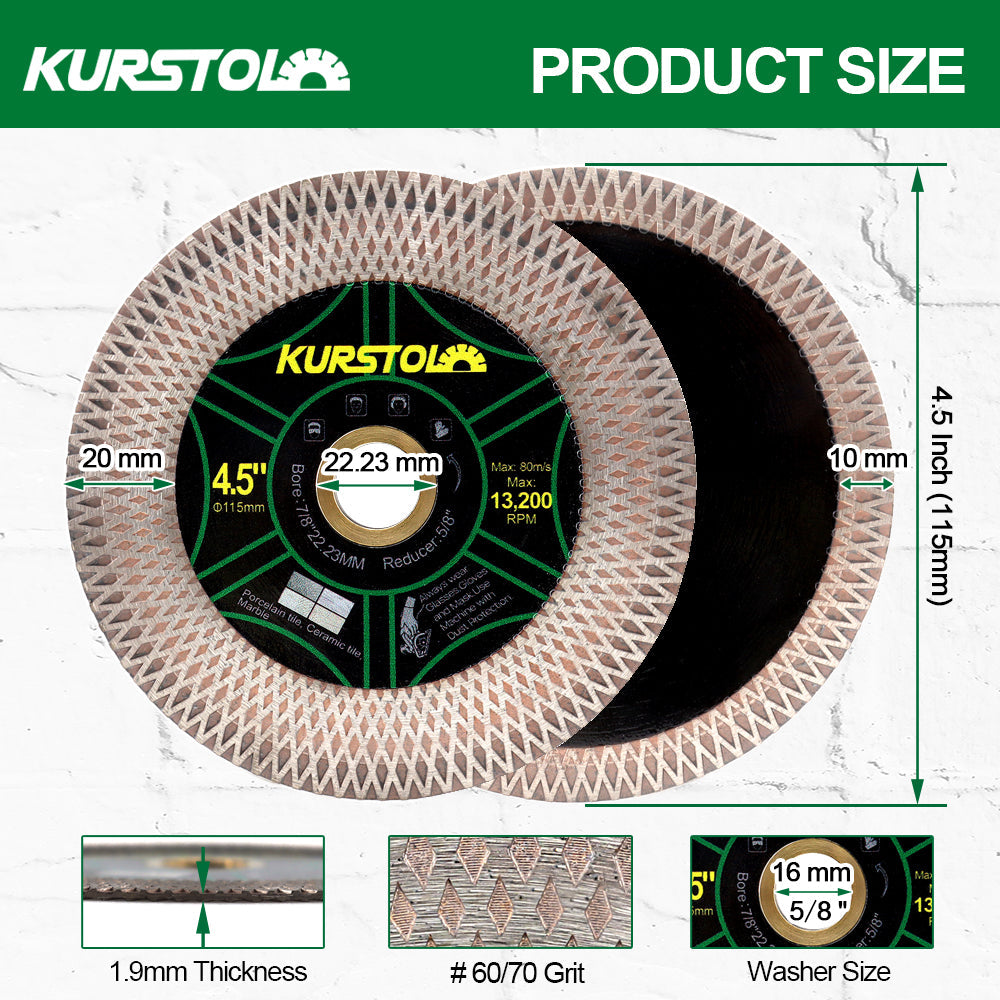 Tile Diamond Saw Blade - 4/4.5/5/9 inch Dual-Purpose Diamond Cutting Disc,Angel Grinder Blade Arbor 7/8"-5/8" for Cutting and Grinding Ceramic Tiles,Porcelain,Granite,Marble