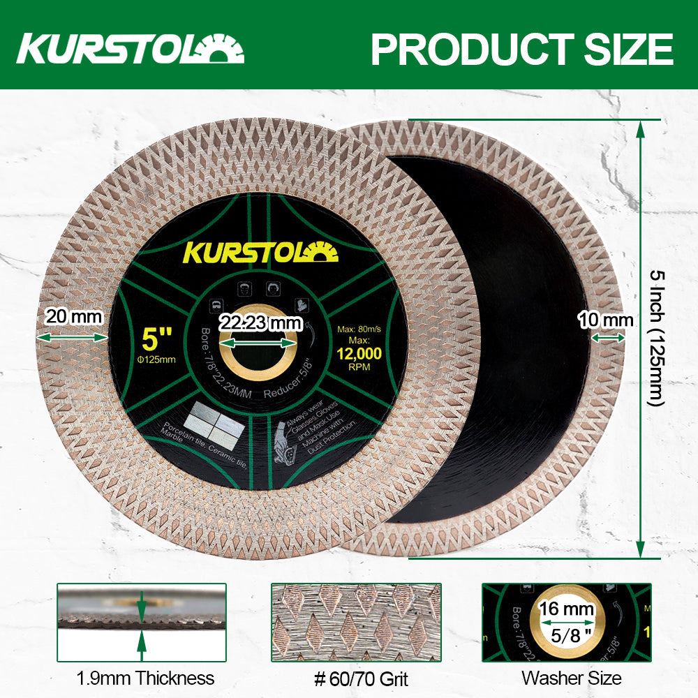 Tile Diamond Saw Blade - 4/4.5/5/9 inch Dual-Purpose Diamond Cutting Disc,Angel Grinder Blade Arbor 7/8"-5/8" for Cutting and Grinding Ceramic Tiles,Porcelain,Granite,Marble