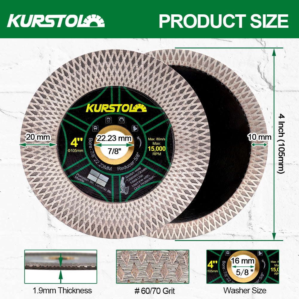 Tile Diamond Saw Blade - 4/4.5/5/9 inch Dual-Purpose Diamond Cutting Disc,Angel Grinder Blade Arbor 7/8"-5/8" for Cutting and Grinding Ceramic Tiles,Porcelain,Granite,Marble