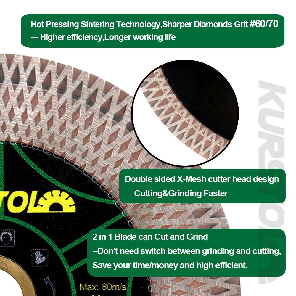 Tile Diamond Saw Blade - 4/4.5/5/9 inch Dual-Purpose Diamond Cutting Disc,Angel Grinder Blade Arbor 7/8"-5/8" for Cutting and Grinding Ceramic Tiles,Porcelain,Granite,Marble